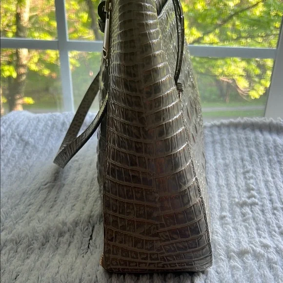 Brahmin Melbourne, Tan Crocodile Embossed Leather Shoulder Bag - Picture 8 of 12